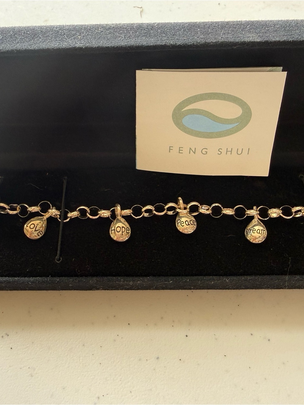 Sterling silver FENG SHUI Charm Bracelet - Hope, Peace, Dream